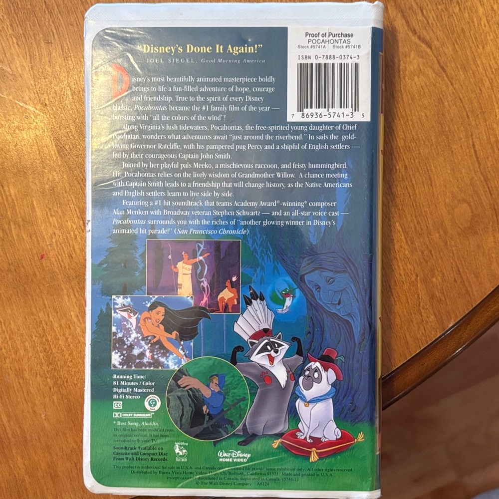 Walt Disney's Pocahontas VHS - Picture 3 of 3